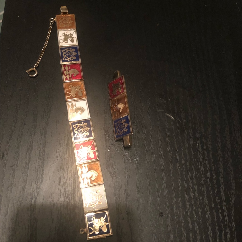 Chess Lovers Bracelet and Brooch Set